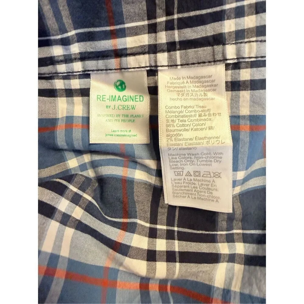 NWT J. Crew Flex Washed Slim Button Down Plaid Shirt XL Re-Imagined Sustainable